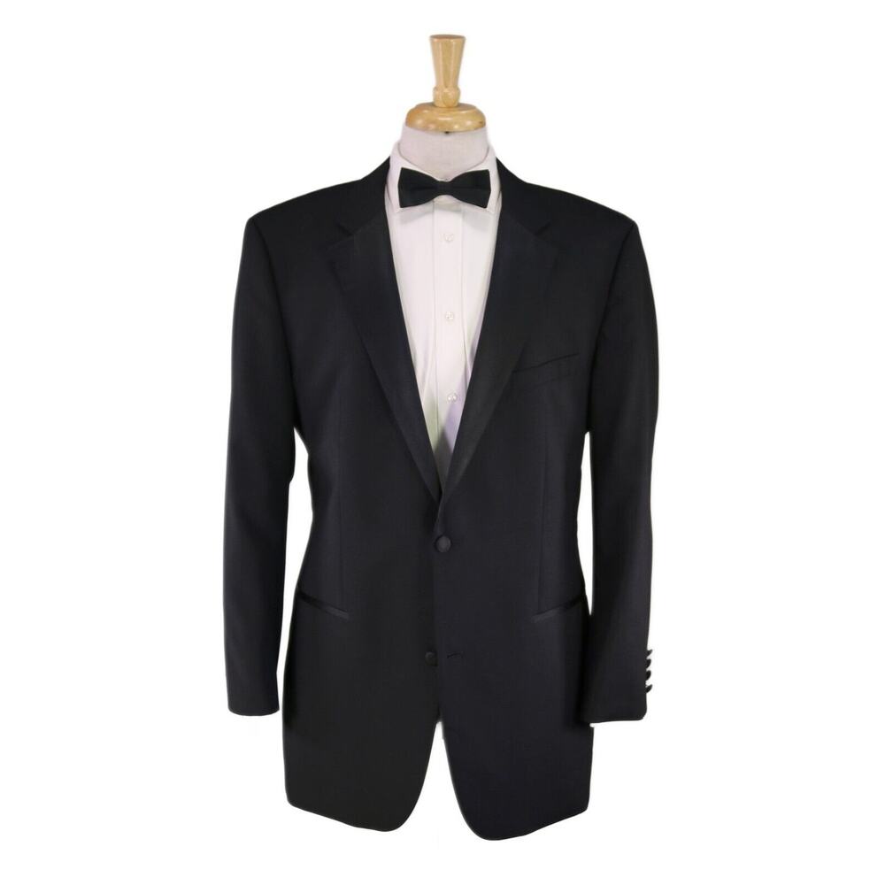 Hugo Boss The Stars/Glamour Black 2-Btn Notch Lapel Wool Tuxedo Formal Suit 46L - Picture 1 of 10